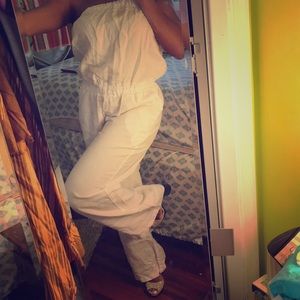 Linen strapless jumpsuit